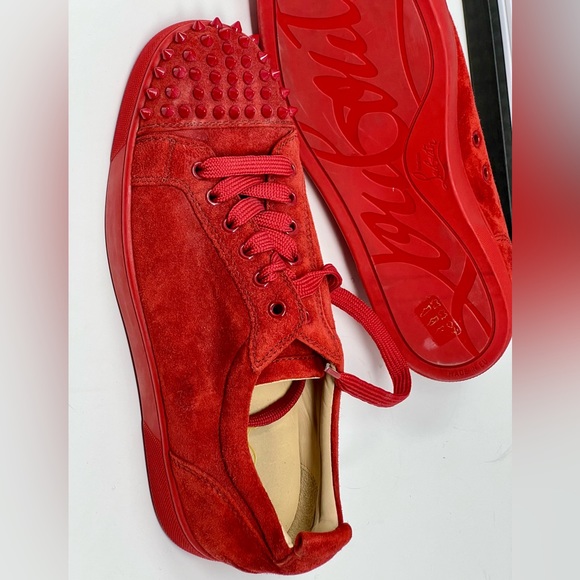 Christian Louboutin Men's Red Louis Junior Spike Sneaker - Picture 4 of 6